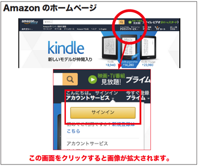 Amazonのホームページでサインインを選択し、登録画面に移ります。
